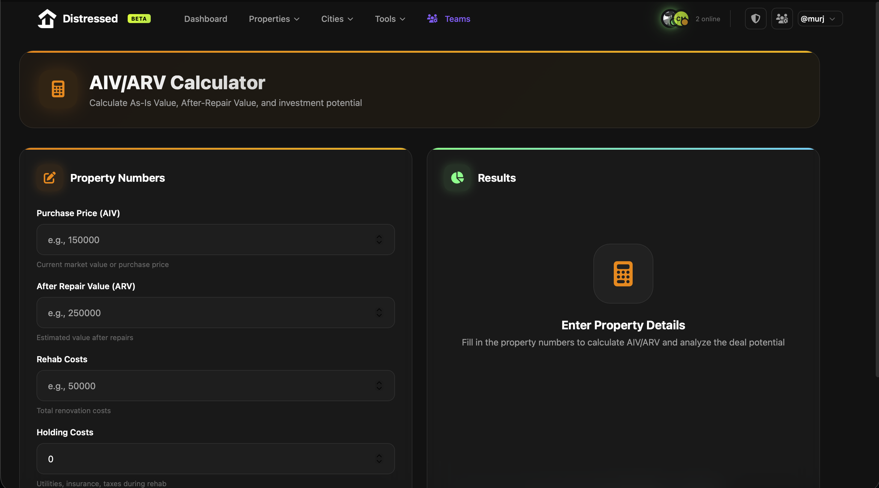 DistressedApp AIV/ARV Calculator tool